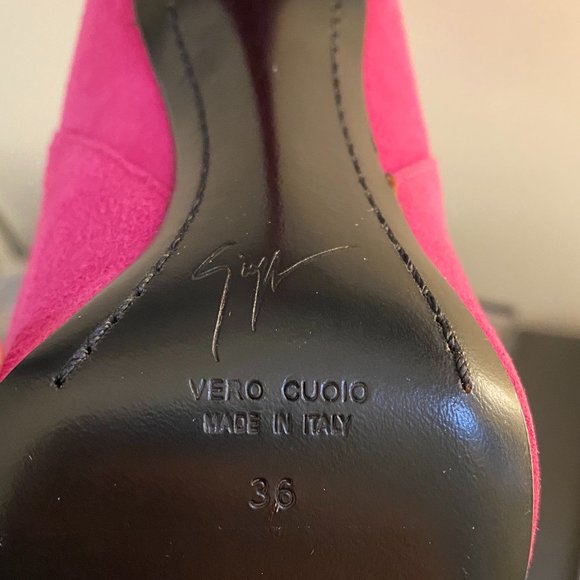 Giuseppe Zanotti Size 36 80s Inspired Pink Suede Stiletto Slouch/Fold Over Boot - Picture 10 of 16